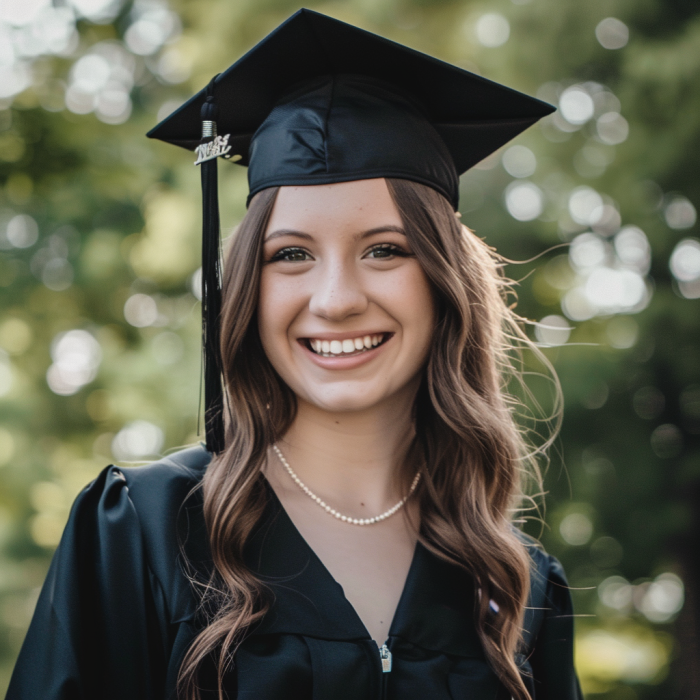 A young woman on her college graduation day | Source: Midjourney