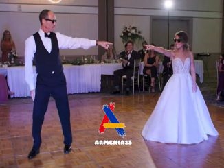 The bride and father do their wedding dance, but Dad’s effortless skills take it to the next level. Video below