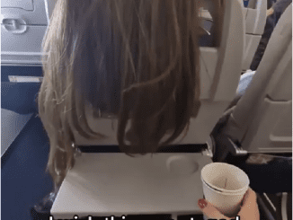 In a seemingly passive-aggressive retaliation, a passenger seated behind a woman who had let her hair cascade over the back of her seat took action.