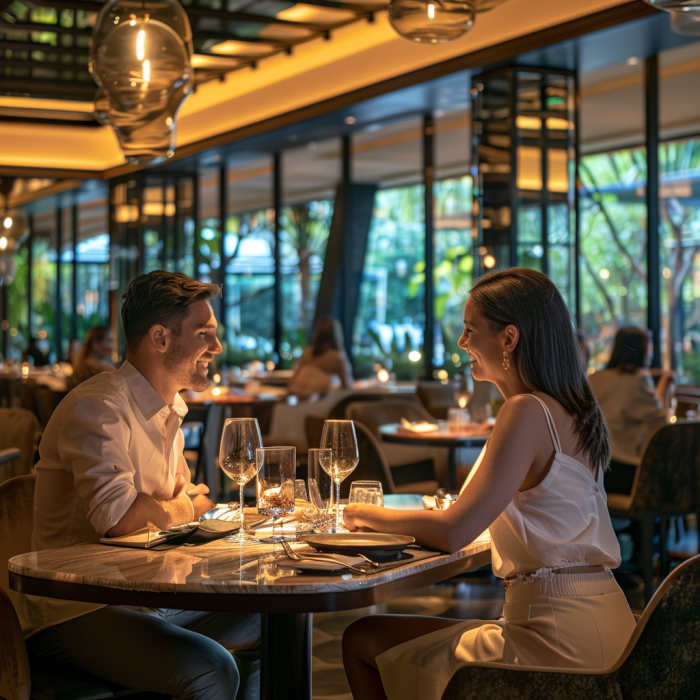 A couple dining in a fancy restaurant | Source: Midjourney