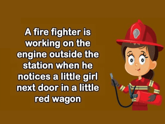 The firefighter admired the little girls Rig