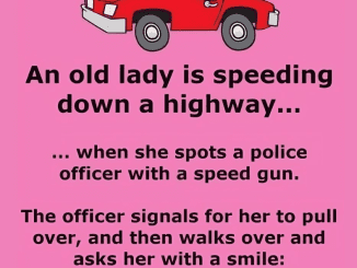 A cop pulls over an old lady for speeding.