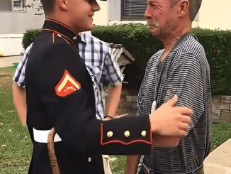 Marine Grandfather Gets A Surprise Visit From His Grandson, Now A Newly Minted Marine